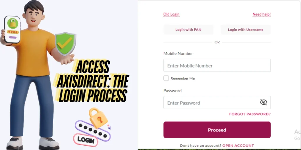 This emage showing a Access AxisDirect: The Login Process